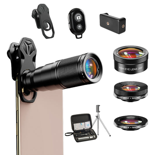 Mobile Phone Lens Telephoto 4-in-1 Set Outdoor Photo Fisheye Wide-angle Phone Camera