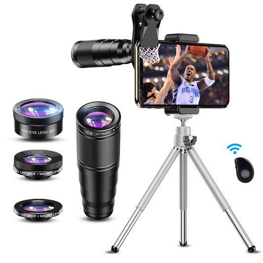 Mobile Phone Lens Telephoto 4-in-1 Set Outdoor Photo Fisheye Wide-angle Phone Camera