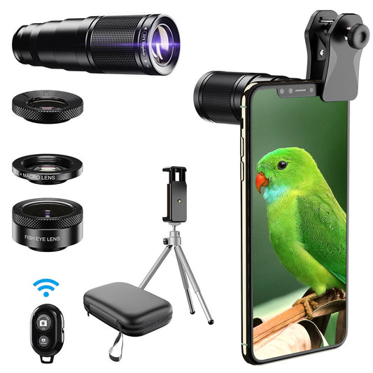 Mobile Phone Lens Telephoto 4-in-1 Set Outdoor Photo Fisheye Wide-angle Phone Camera